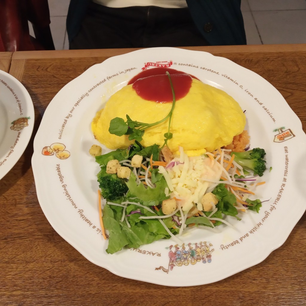 ユーザーが投稿したLunch チキンオムライスサラダの写真 - 実際訪問したユーザーが直接撮影して投稿した西新宿洋食ラケル 新宿西口店の写真