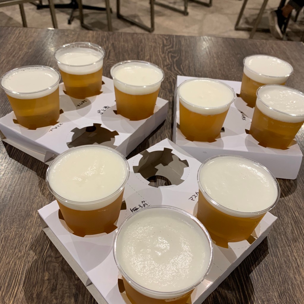 ユーザーが投稿したビール飲み比べ 三種の写真 - 実際訪問したユーザーが直接撮影して投稿した下石井ビアホール独歩 イオンモール岡山店の写真