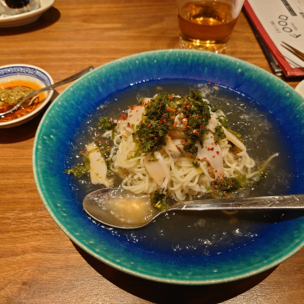 ユーザーが投稿したアワビと青菜海苔のパスタ風ランチの写真 - 実際訪問したユーザーが直接撮影して投稿した船戸町中華料理チィナの写真