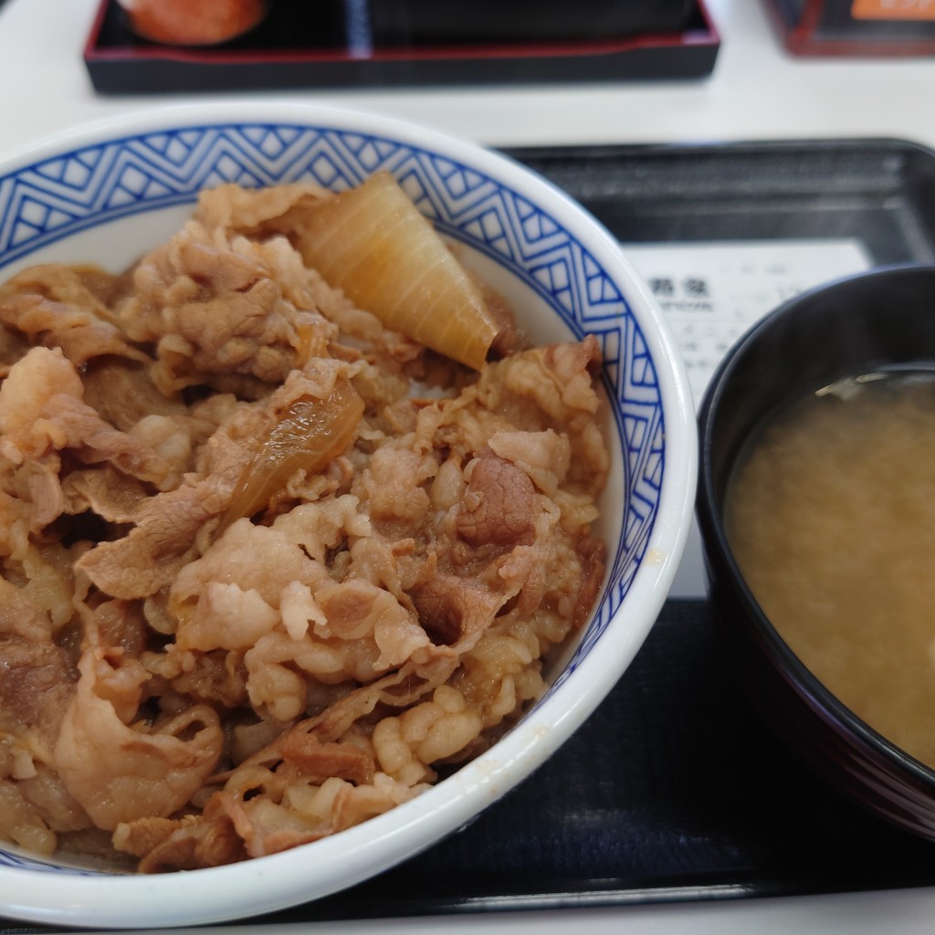 ユーザーが投稿した牛丼並盛+みそ汁の写真 - 実際訪問したユーザーが直接撮影して投稿した畝田西牛丼吉野家 金沢畝田店の写真