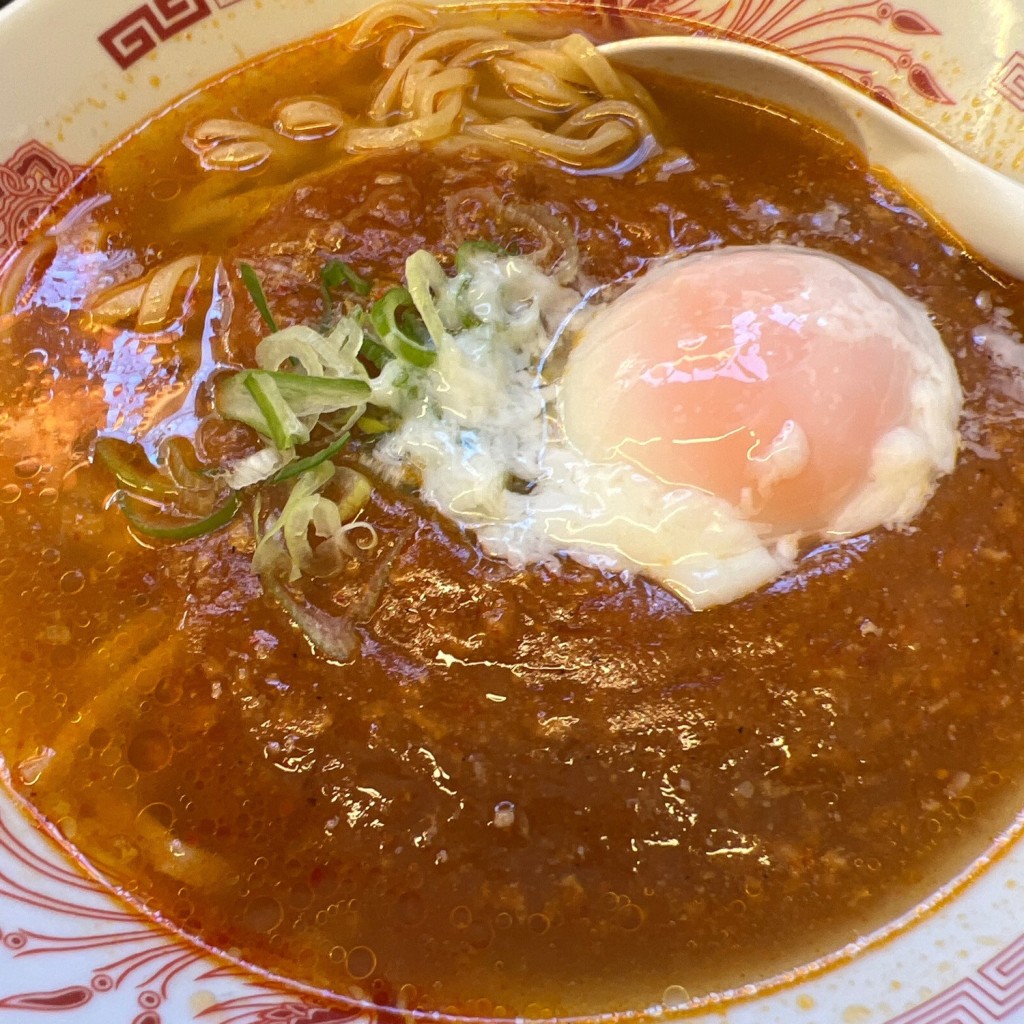 ユーザーが投稿した温玉旨辛ラーメンの写真 - 実際訪問したユーザーが直接撮影して投稿した松戸中華料理日高屋 松戸東口店の写真