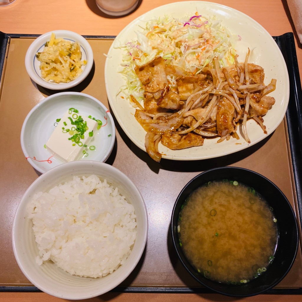 ユーザーが投稿した生姜焼き定食の写真 - 実際訪問したユーザーが直接撮影して投稿した西新宿定食屋やよい軒 新宿小滝橋通り店の写真