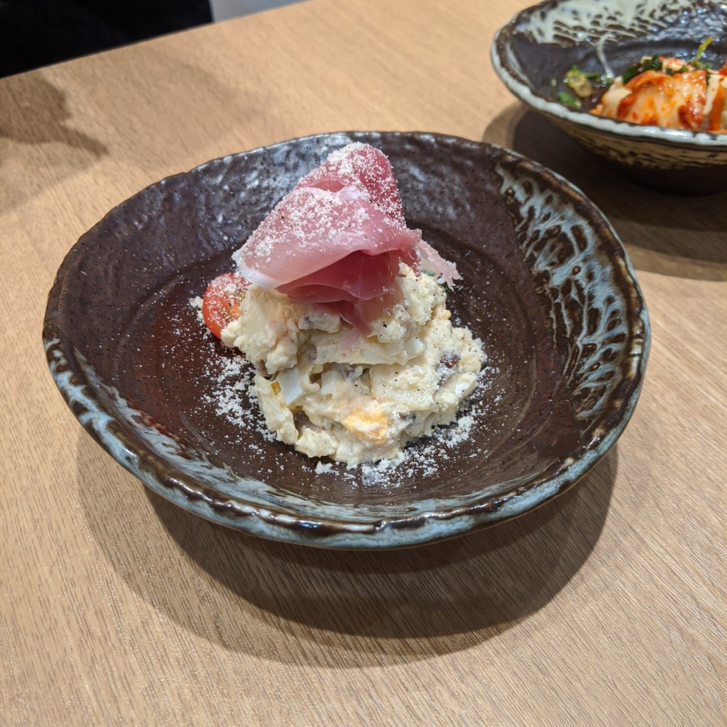 ユーザーが投稿したポテトサラダの写真 - 実際訪問したユーザーが直接撮影して投稿した渋谷お好み焼きお好みたまちゃん 渋谷スクランブルスクエア店の写真