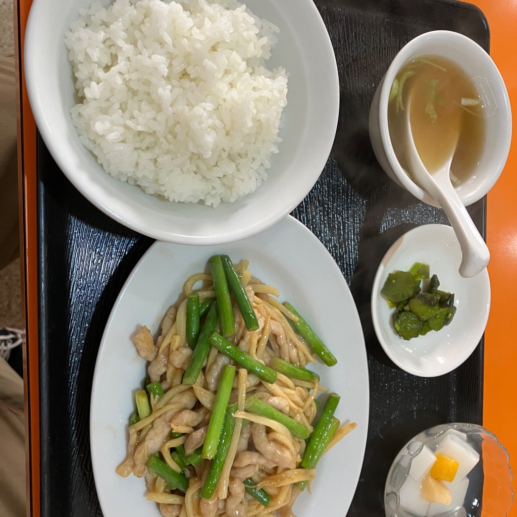 ユーザーが投稿した豚肉とニンニクの芽の写真 - 実際訪問したユーザーが直接撮影して投稿した森中華料理中国家庭料理 福龍園の写真