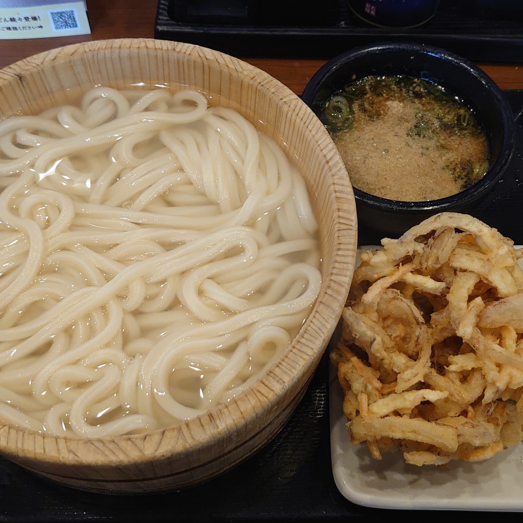 ユーザーが投稿した釜揚げうどん(大)、かき揚げの写真 - 実際訪問したユーザーが直接撮影して投稿した上石神井うどん丸亀製麺 上石神井の写真