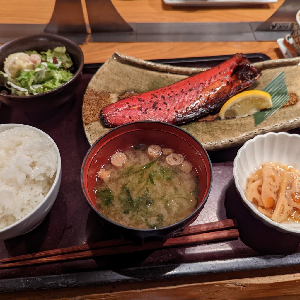 ユーザーが投稿した焼き魚定食(さばみりん)の写真 - 実際訪問したユーザーが直接撮影して投稿した梅田もつ鍋博多もつ鍋やまや エキマルシェ大阪店の写真