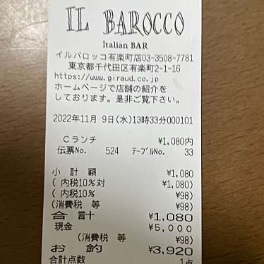 イル バロッコ 有楽町店のundefinedに実際訪問訪問したユーザーunknownさんが新しく投稿した新着口コミの写真