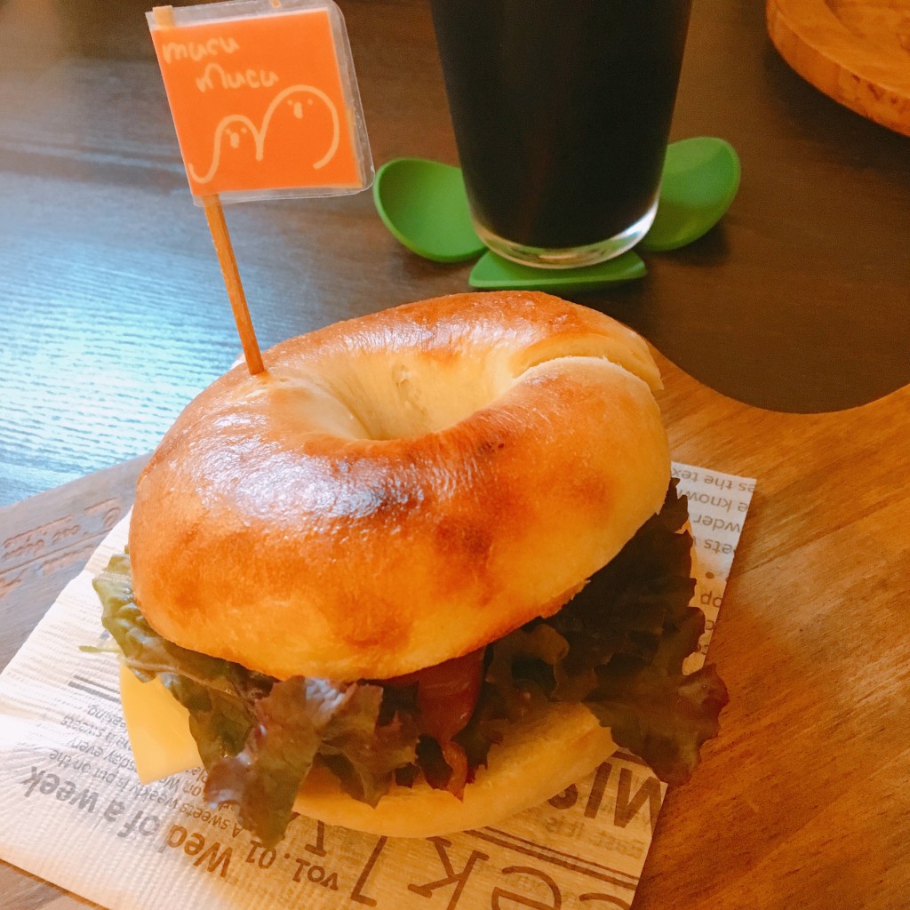 ユーザーが投稿したベーグルサンドセットの写真 - 実際訪問したユーザーが直接撮影して投稿した下上カフェcafe mucumucuの写真