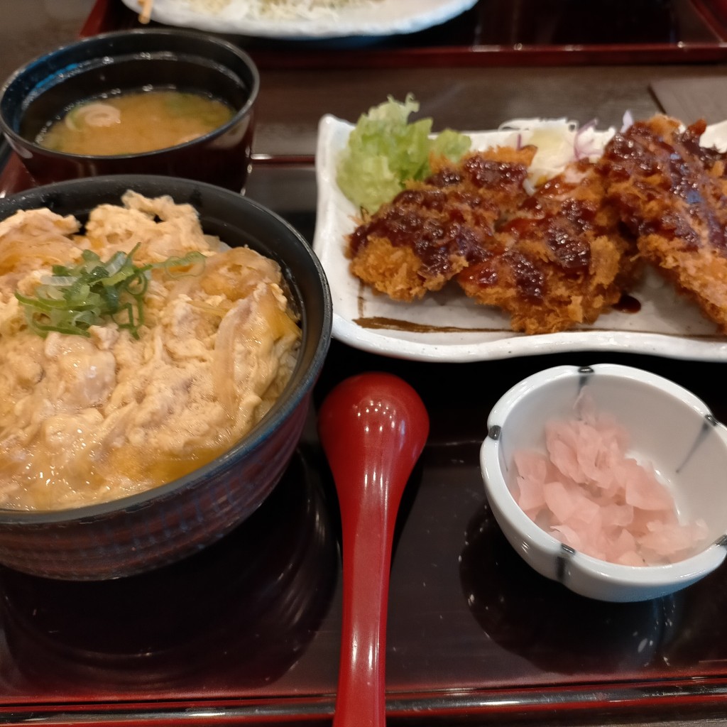 ユーザーが投稿した玉子丼とひれかつランチの写真 - 実際訪問したユーザーが直接撮影して投稿した次屋和食 / 日本料理花満円 イオン尼崎店の写真