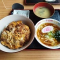 カツ丼 ミニラーメン - 実際訪問したユーザーが直接撮影して投稿した波志江町丼もの大松食堂の写真のメニュー情報