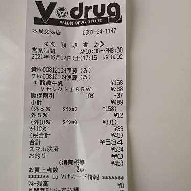 V・drug 本巣文殊店のundefinedに実際訪問訪問したユーザーunknownさんが新しく投稿した新着口コミの写真