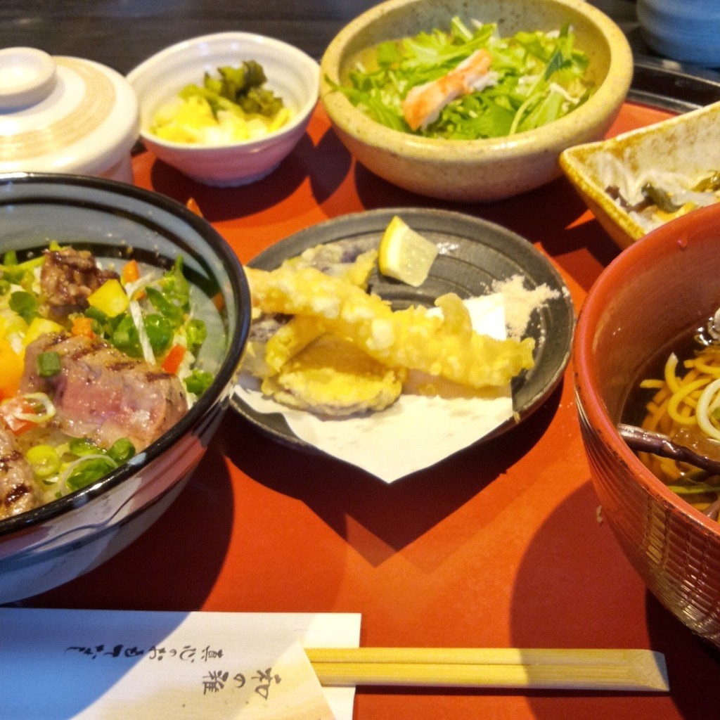 ユーザーが投稿した冷そばとステーキ丼の写真 - 実際訪問したユーザーが直接撮影して投稿した新田木崎町和食 / 日本料理味処 なかやの写真