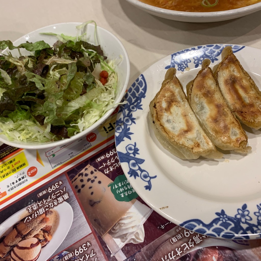 ユーザーが投稿した餃子サラダセットの写真 - 実際訪問したユーザーが直接撮影して投稿した西新宿中華料理バーミヤン 新宿西口大ガード店の写真