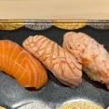 生サーモン3種盛り - 実際訪問したユーザーが直接撮影して投稿した西新寿司博多流れ鮨 海進丸の写真のメニュー情報