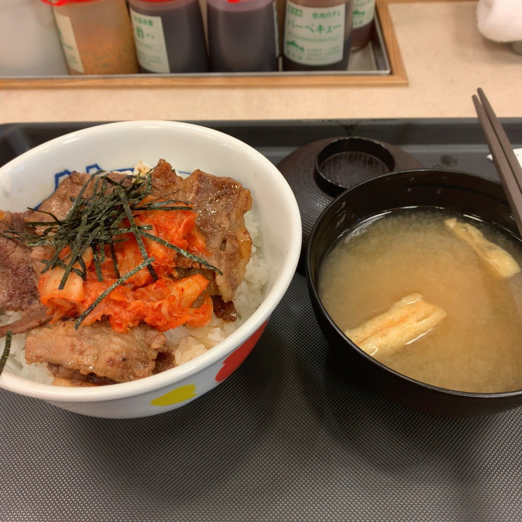 ユーザーが投稿したキムカル丼の写真 - 実際訪問したユーザーが直接撮影して投稿した長崎牛丼松屋 椎名町店の写真