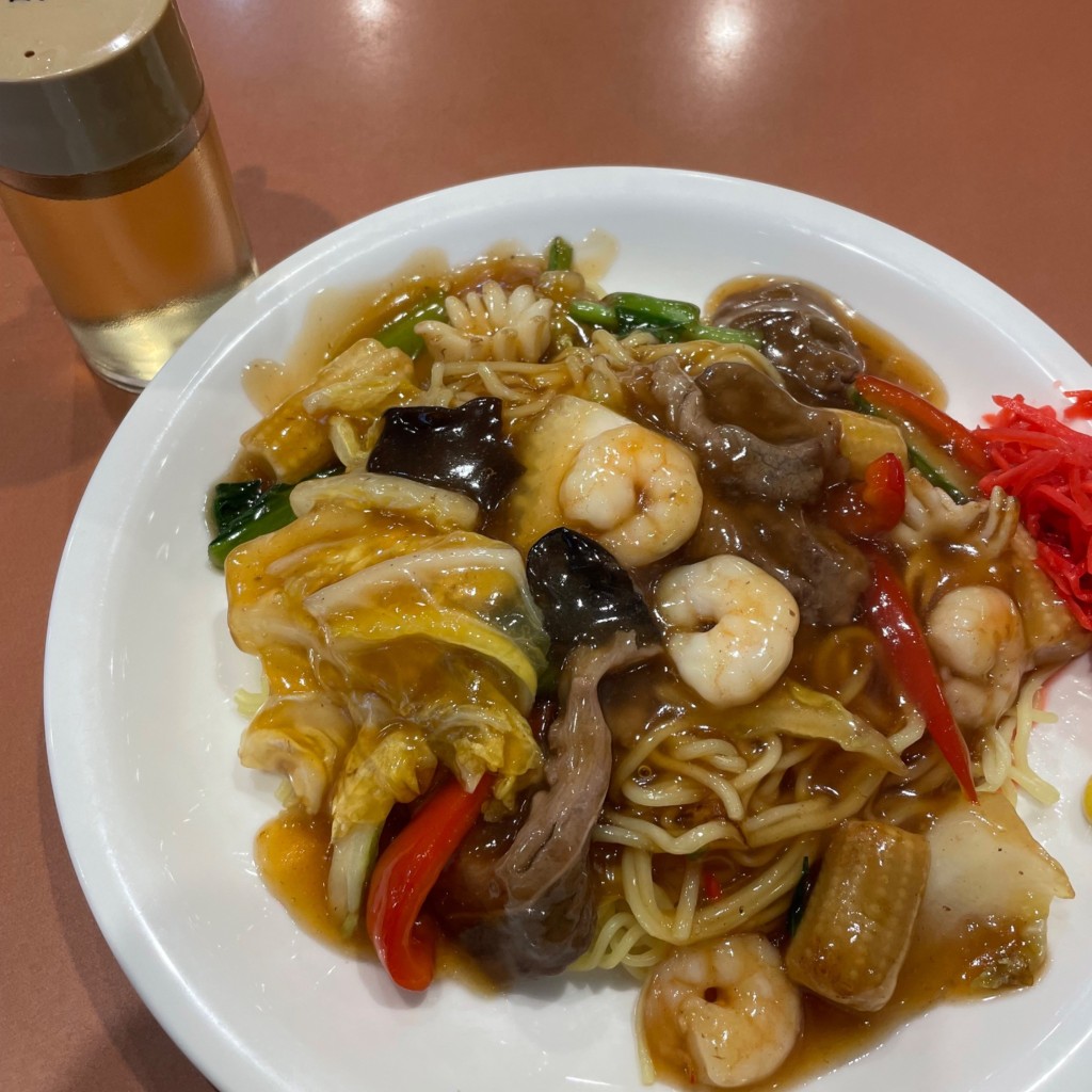 ユーザーが投稿したあんかけ焼きそばLunchの写真 - 実際訪問したユーザーが直接撮影して投稿した羽田空港ビアホール銀座ライオン 羽田マーケットプレイス店の写真