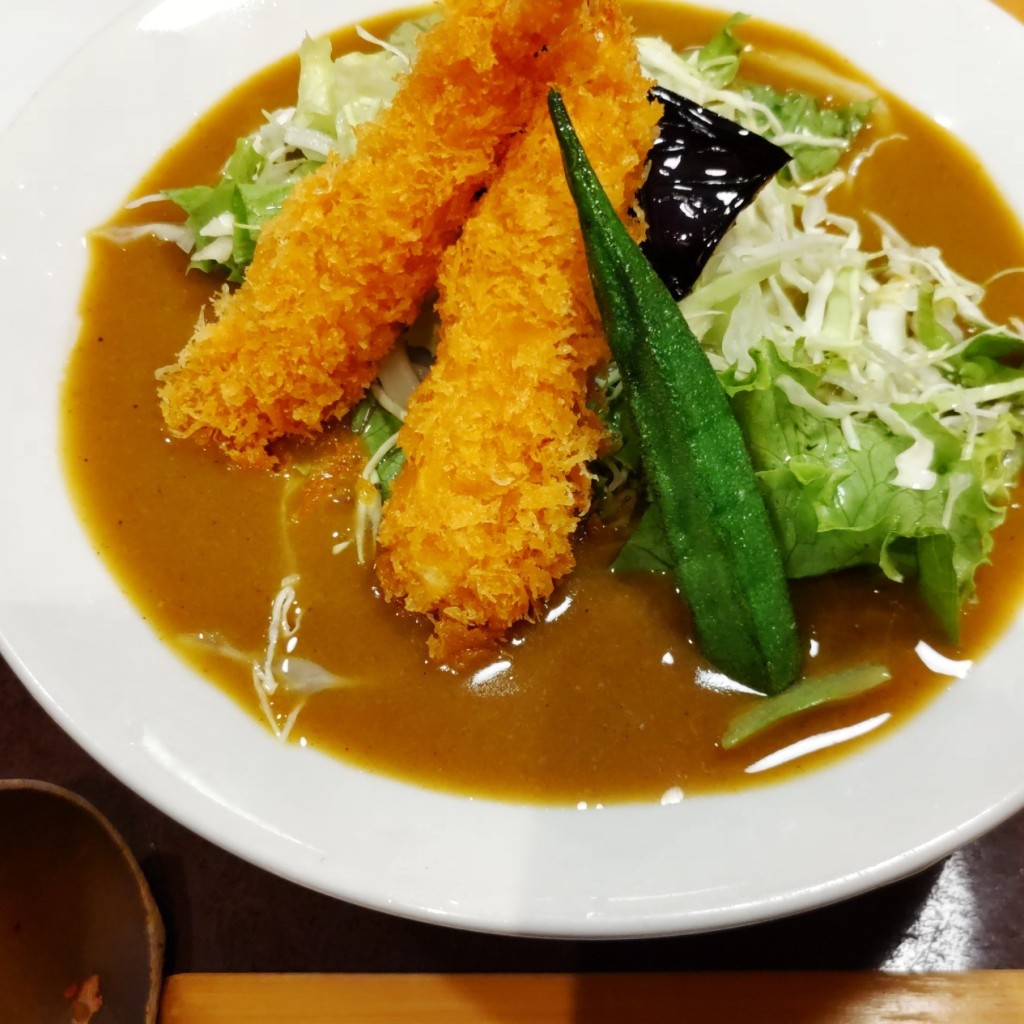 ユーザーが投稿した冷やしカレーうどんの写真 - 実際訪問したユーザーが直接撮影して投稿した烏森町うどん一久庵の写真