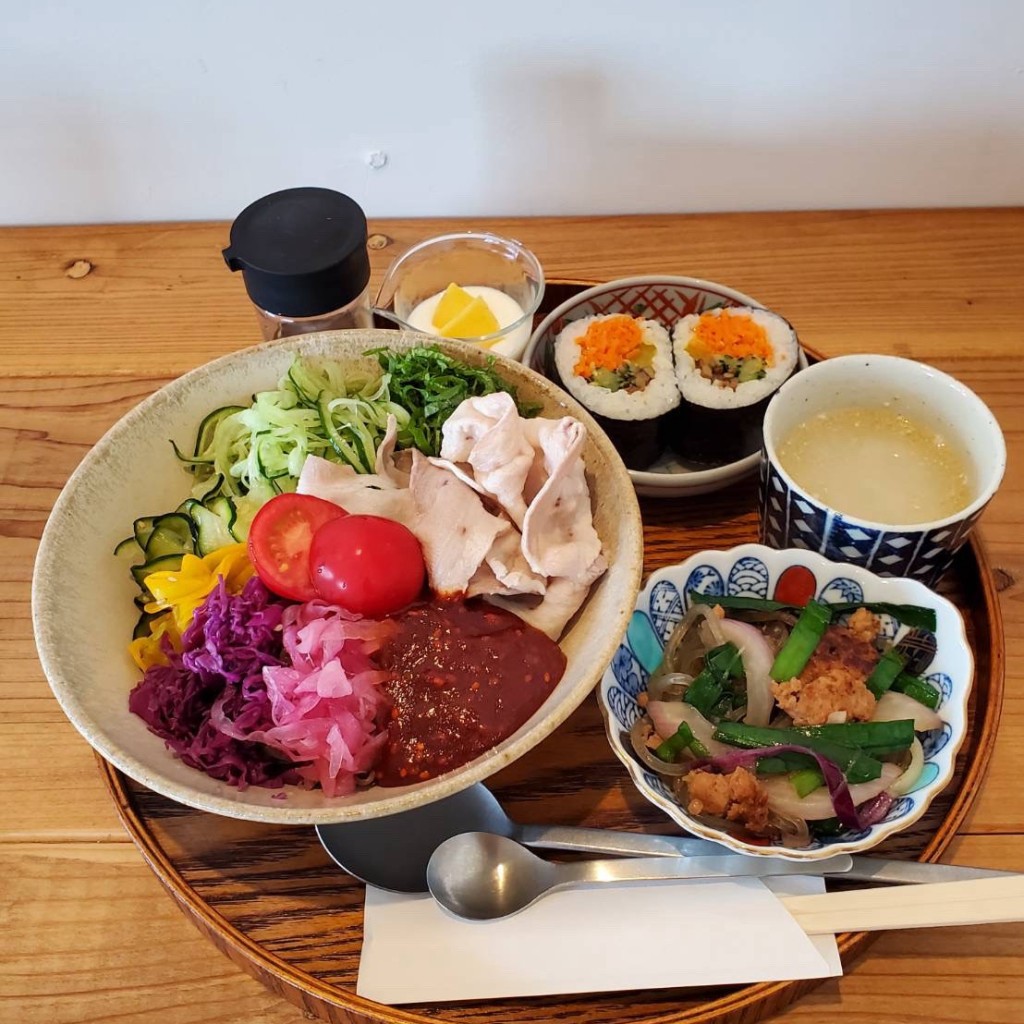 ユーザーが投稿したビビン麺定食の写真 - 実際訪問したユーザーが直接撮影して投稿した江刺岩谷堂カフェ花綵食堂の写真