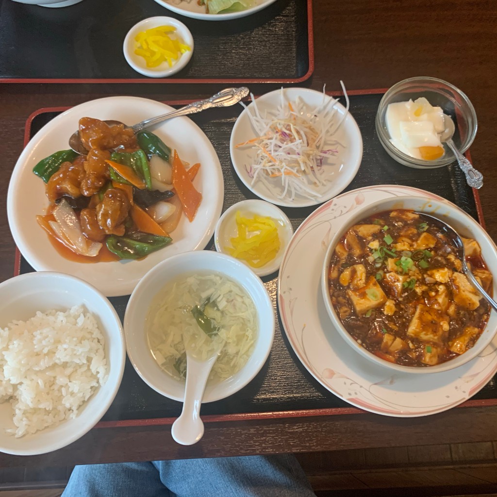 ユーザーが投稿した麻婆豆腐 酢豚定食の写真 - 実際訪問したユーザーが直接撮影して投稿した大津台湾料理台湾料理 シンオウの写真