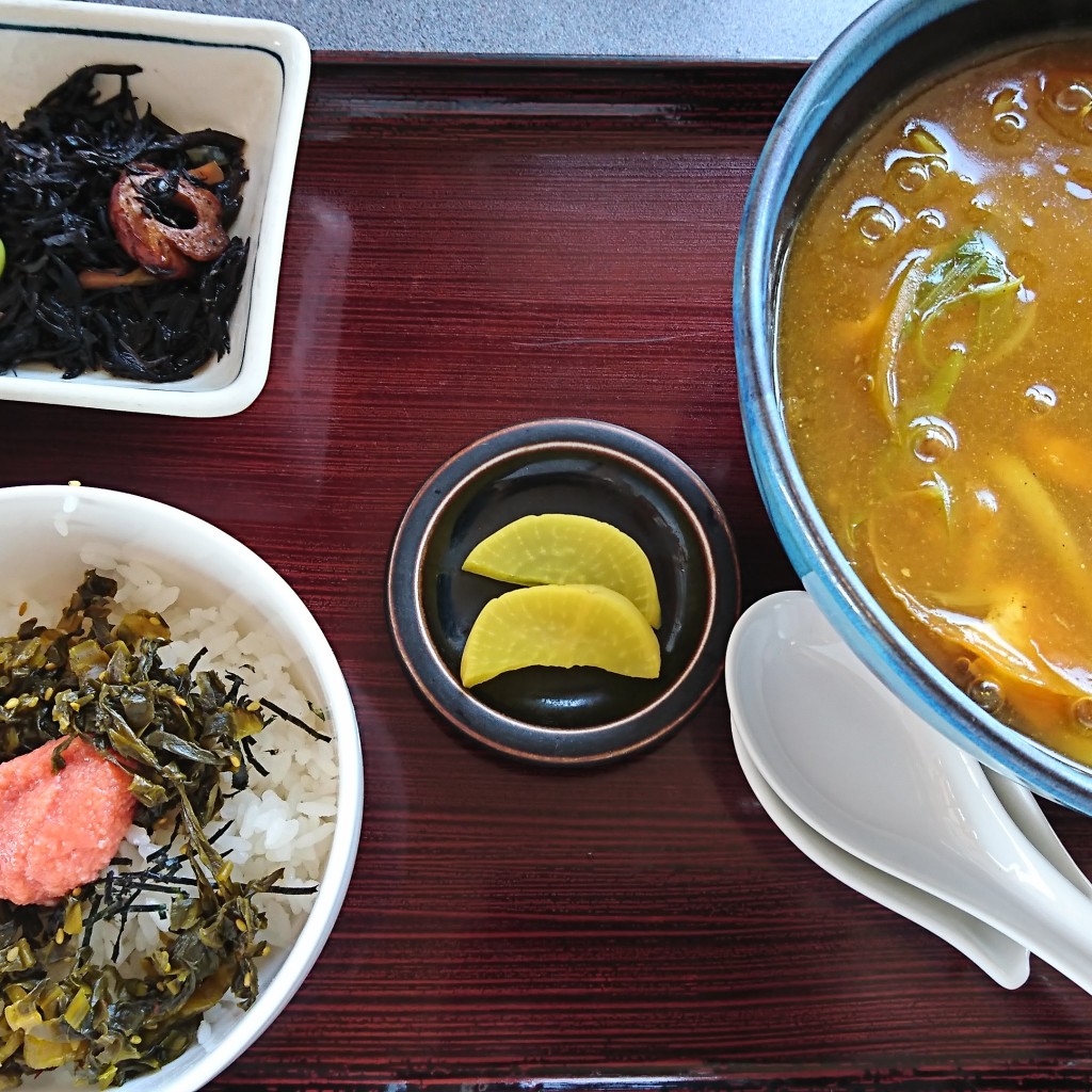 ユーザーが投稿したカレーうどんプラス明太高菜ご飯の写真 - 実際訪問したユーザーが直接撮影して投稿した桜町うどんおかだやの写真