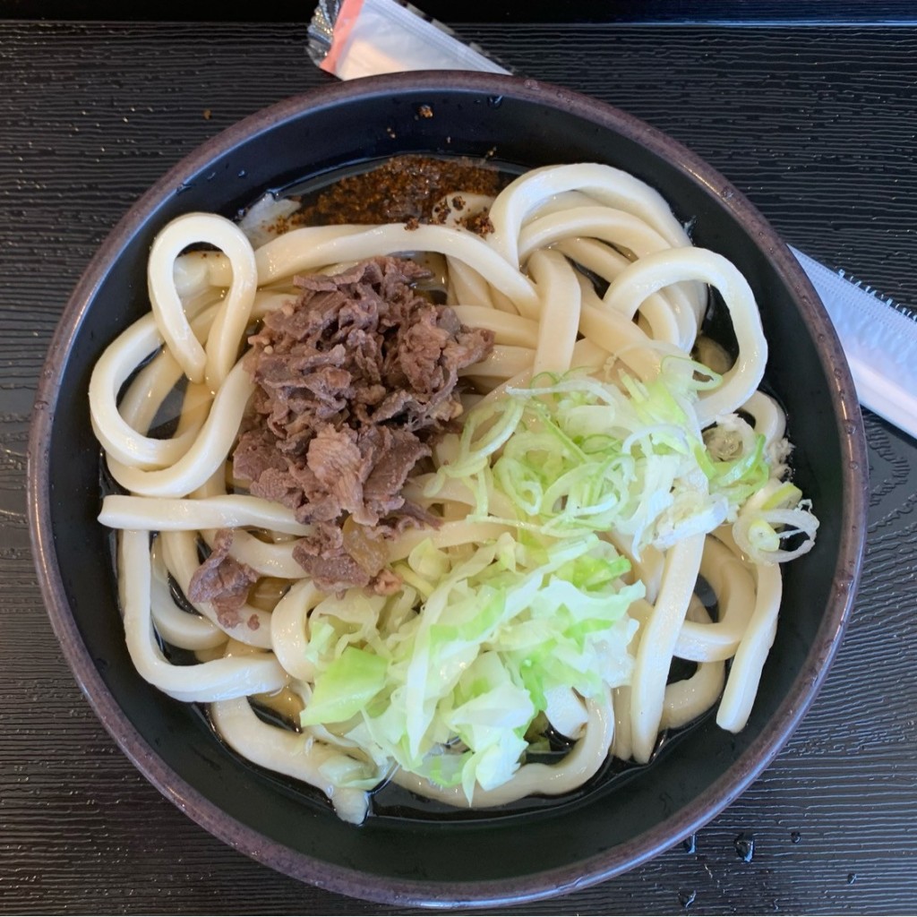 ユーザーが投稿した冷やし肉うどんの写真 - 実際訪問したユーザーが直接撮影して投稿した新屋うどん道の駅 富士吉田 軽食コーナーの写真