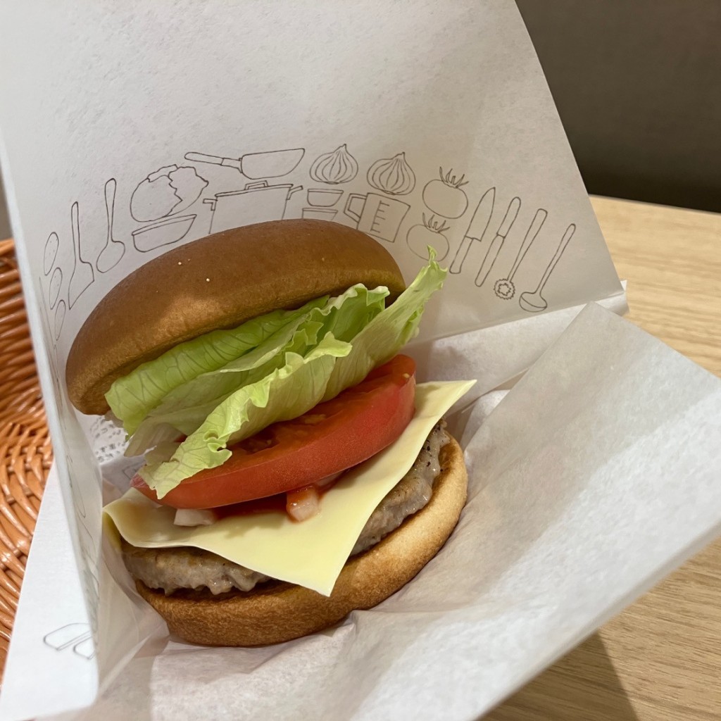 ユーザーが投稿したモーニング野菜チーズバーガー ドリンクセットの写真 - 実際訪問したユーザーが直接撮影して投稿した港南台ファーストフードモスバーガー 港南台店の写真