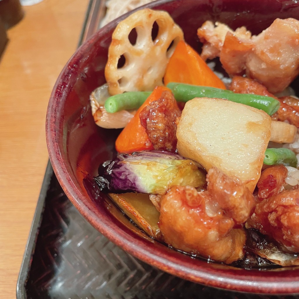 ユーザーが投稿した[麺セット]鶏と野菜の黒酢あん丼の写真 - 実際訪問したユーザーが直接撮影して投稿した本町定食屋大戸屋 船橋フェイスビル店の写真