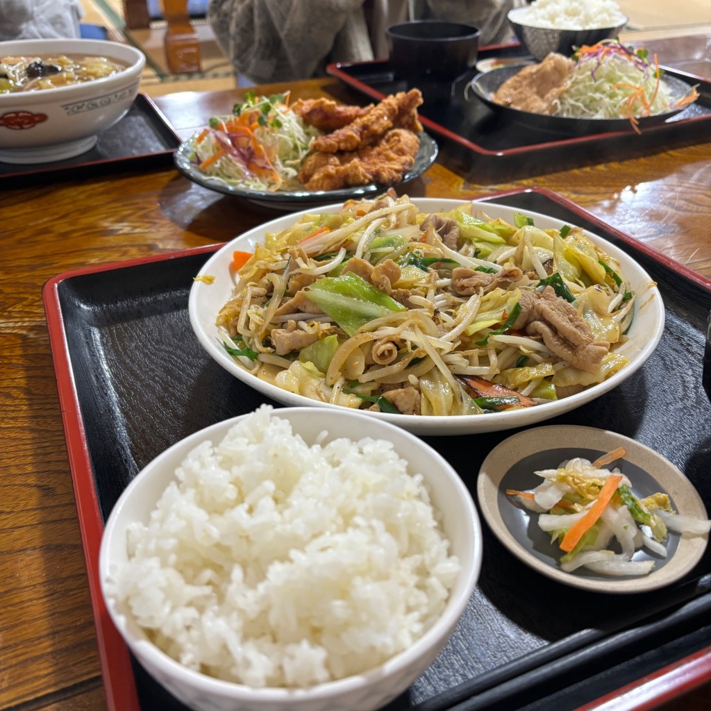 ユーザーが投稿したモツ野菜炒め定食の写真 - 実際訪問したユーザーが直接撮影して投稿した熱海町安子島中華料理インター食堂 安子島店の写真