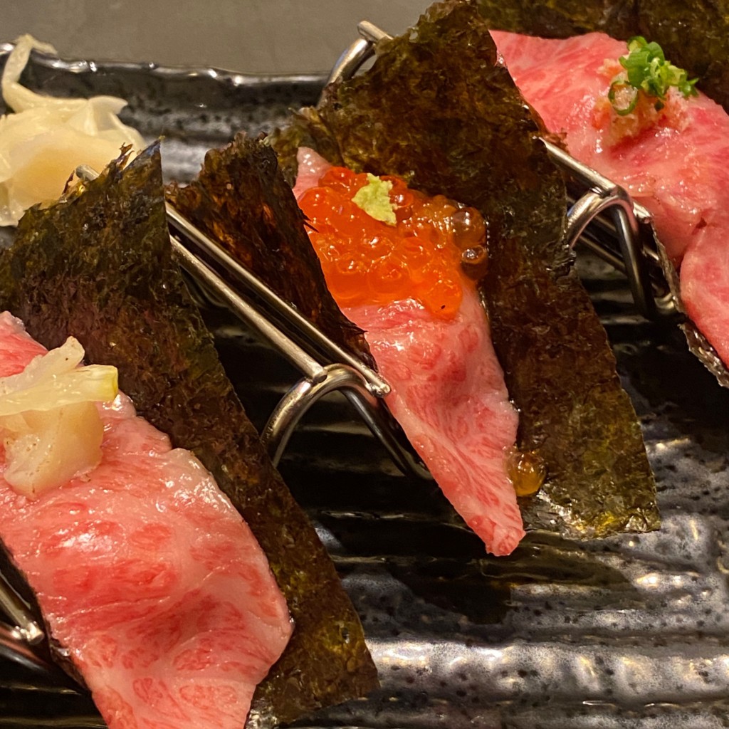 ユーザーが投稿した山海手巻き寿司 [3種盛]の写真 - 実際訪問したユーザーが直接撮影して投稿した上汐焼肉道頓堀みつる 上本町店の写真