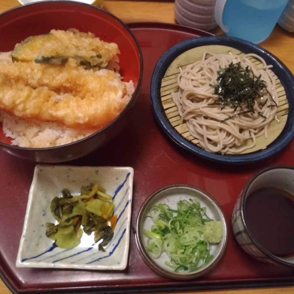 ユーザーが投稿した上天丼と麺の写真 - 実際訪問したユーザーが直接撮影して投稿した宝町和食 / 日本料理和食麺処サガミ 知立店の写真