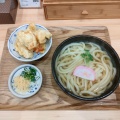 かけうどん(1.5玉)+鶏天 - 実際訪問したユーザーが直接撮影して投稿した田村町うどん手打うどん 竹寅の写真のメニュー情報