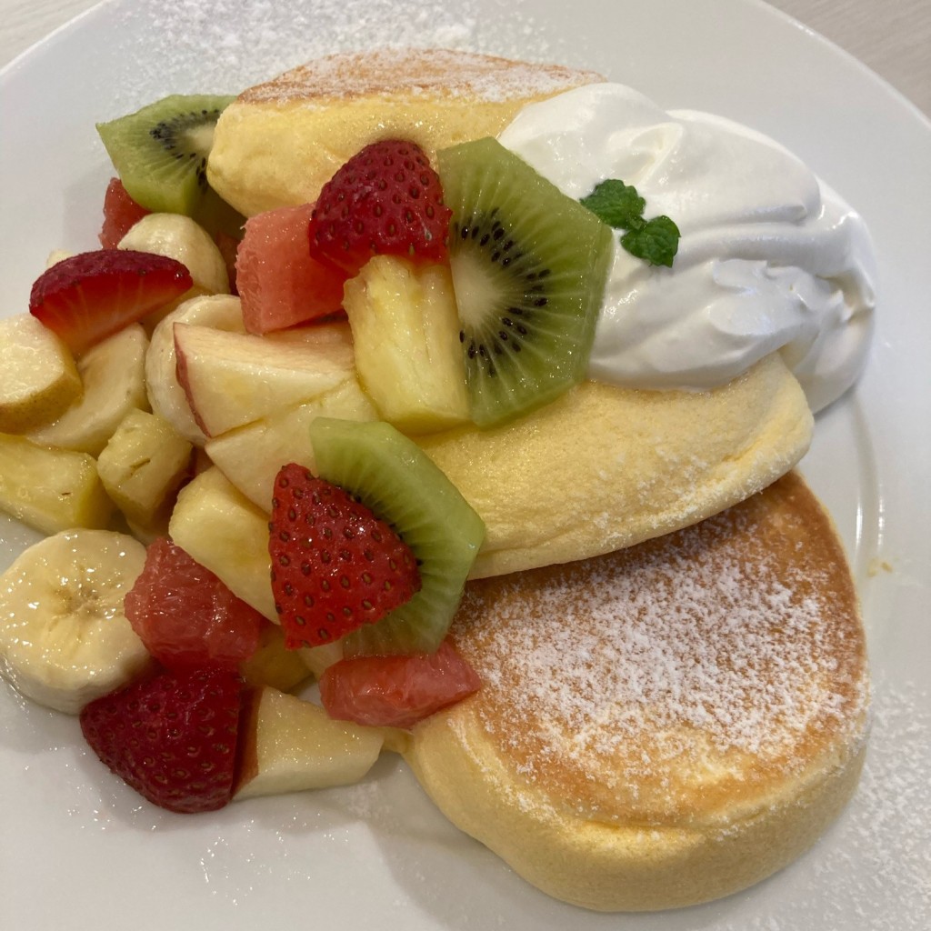 ユーザーが投稿したフルーツパンケーキの写真 - 実際訪問したユーザーが直接撮影して投稿した本通パンケーキ幸せのパンケーキ 広島店の写真