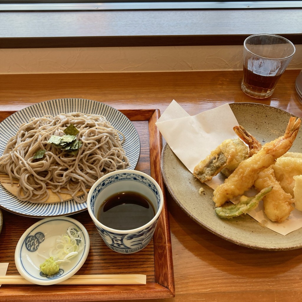 ユーザーが投稿した丸豊天ぷらとざる蕎麦のセットの写真 - 実際訪問したユーザーが直接撮影して投稿した檀紙町天ぷら天ぷら 丸豊の写真