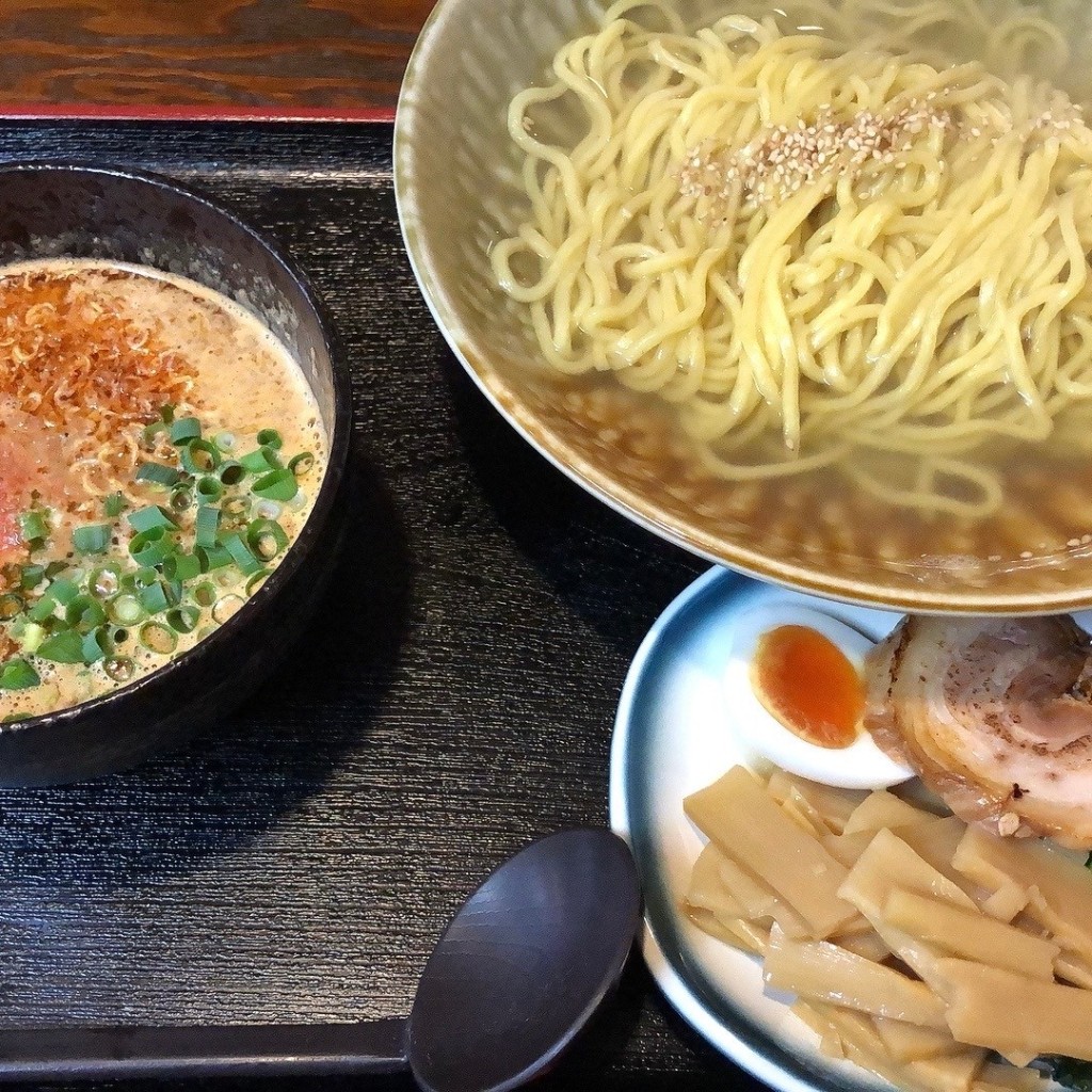 ユーザーが投稿した濃厚海老つけ麺 (熱盛・メンマトッピング)の写真 - 実際訪問したユーザーが直接撮影して投稿した西厩島町ラーメン / つけ麺海老寿 DELUXの写真