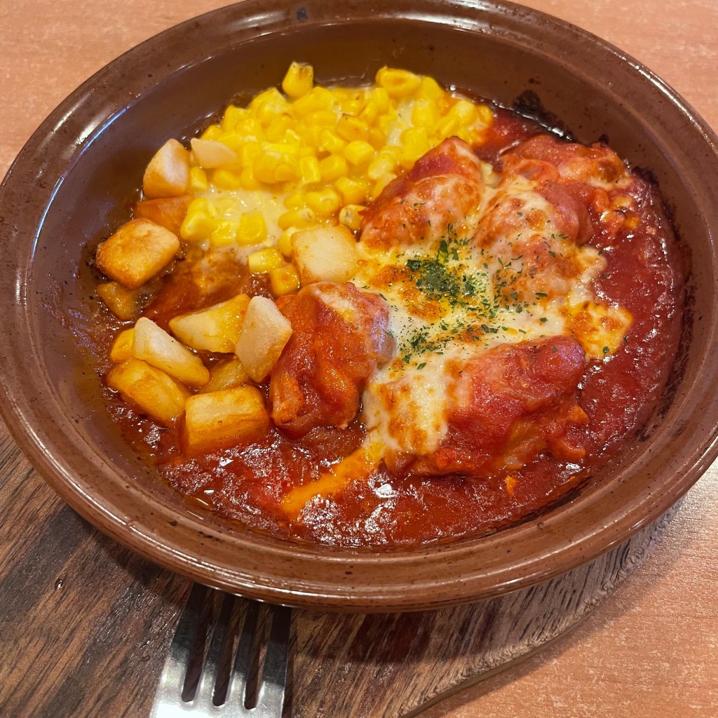 ユーザーが投稿したランチ)鶏肉トマト煮込みの写真 - 実際訪問したユーザーが直接撮影して投稿した平口イタリアンサイゼリヤ サンストリート浜北店の写真