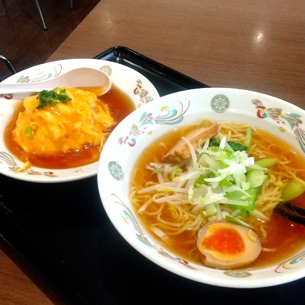 ユーザーが投稿したお得セット 醤油ラーメンとミニ天津飯の写真 - 実際訪問したユーザーが直接撮影して投稿した元徳重中華料理中華あんかけ専門店 輝きの写真