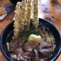 肉ごぼう天 - 実際訪問したユーザーが直接撮影して投稿した蓼池うどん肉うどん ふみわの写真のメニュー情報