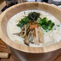 明太子クリームうどん - 実際訪問したユーザーが直接撮影して投稿した新宿うどん餅うどん 功刀屋 新宿御苑店の写真のメニュー情報