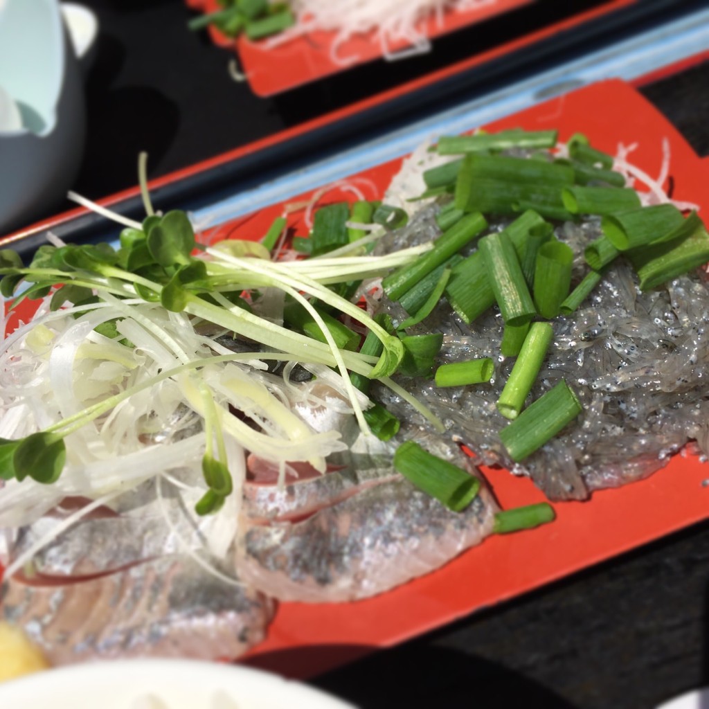 ユーザーが投稿した刺身2点盛り アジ・生しらすの写真 - 実際訪問したユーザーが直接撮影して投稿した小坪魚介 / 海鮮料理ゆうき食堂の写真
