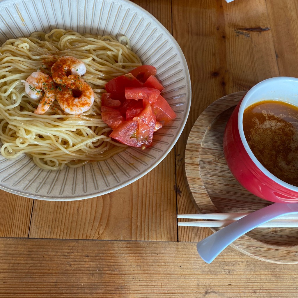 ユーザーが投稿した海老トムヤムつけ麺の写真 - 実際訪問したユーザーが直接撮影して投稿した東谷町ラーメン / つけ麺あたりやの写真