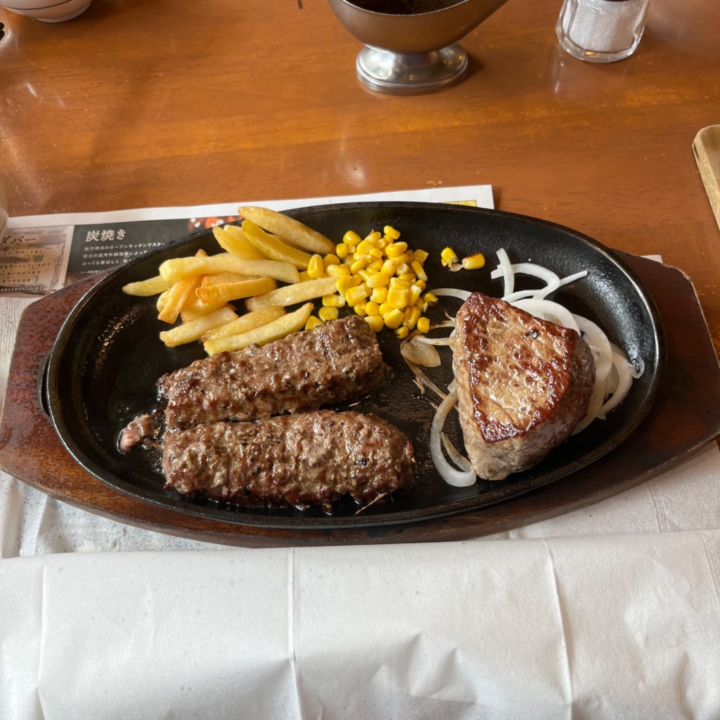 ユーザーが投稿したブロンコおじさんのこだわり炭焼きがんこハンバーグ&炭焼きやわらかランチステーキの写真 - 実際訪問したユーザーが直接撮影して投稿した南行徳ステーキブロンコビリー 南行徳店の写真