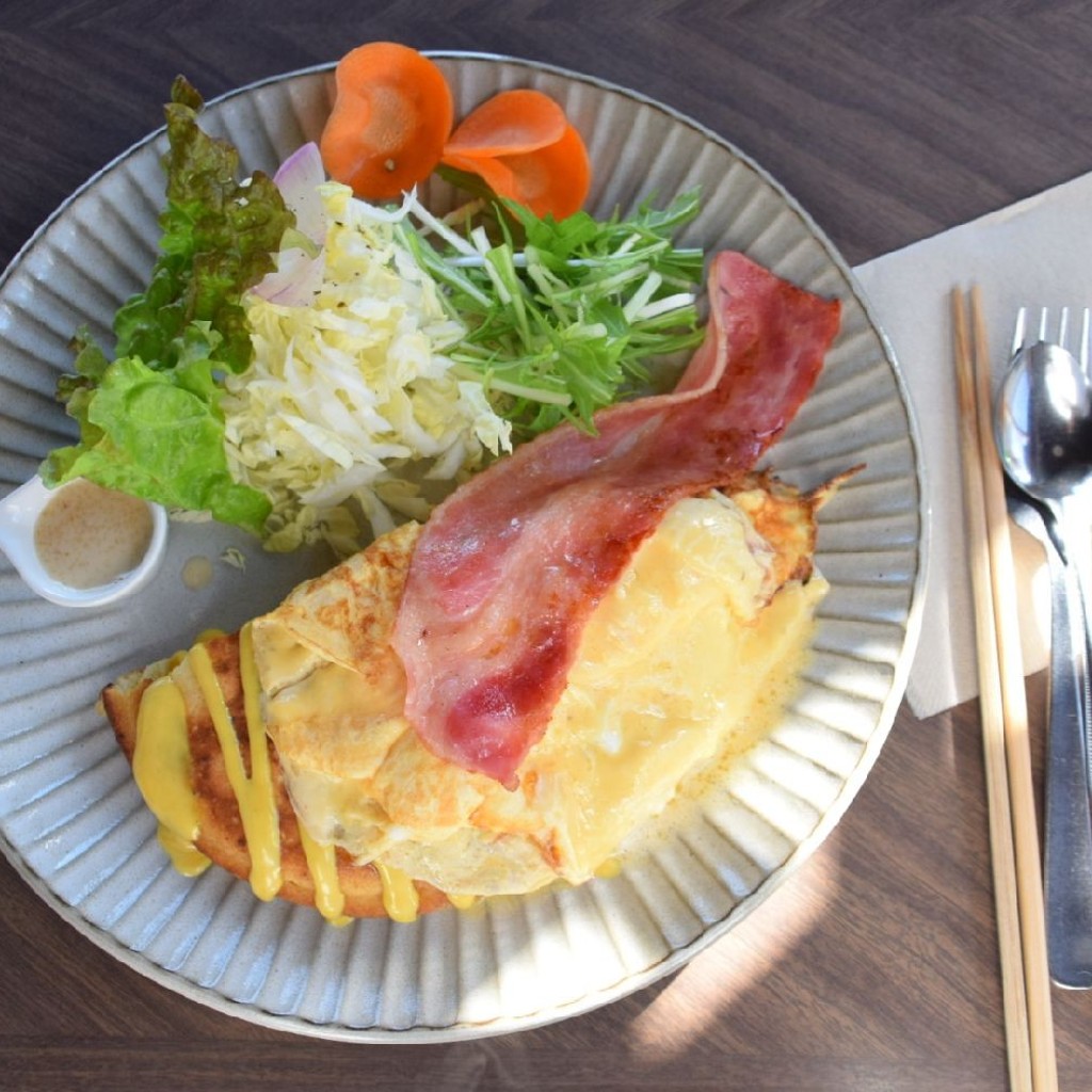 ユーザーが投稿したオムレツパンケーキの写真 - 実際訪問したユーザーが直接撮影して投稿した飯坂町カフェカフェ ヒラナガの写真