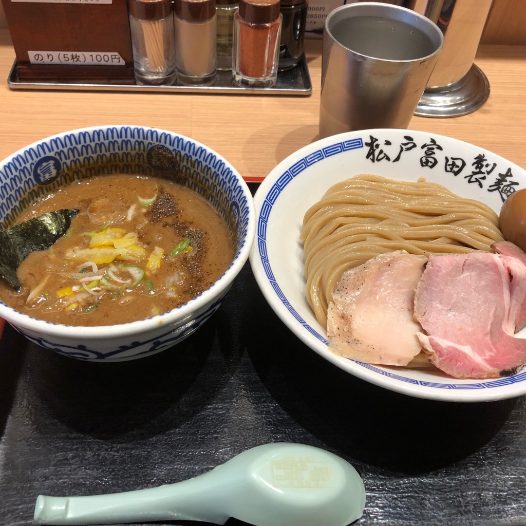 ユーザーが投稿した濃厚つけ麺の写真 - 実際訪問したユーザーが直接撮影して投稿した浜町ラーメン / つけ麺松戸富田製麺 ららぽーとTOKYO-BAY店の写真