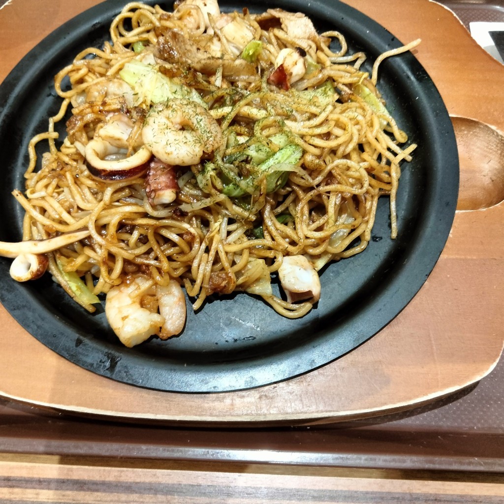 ユーザーが投稿したシーフード焼きそばの写真 - 実際訪問したユーザーが直接撮影して投稿した奥野お好み焼きたこ一番 お好み一番地 徳島ゆめタウン店の写真