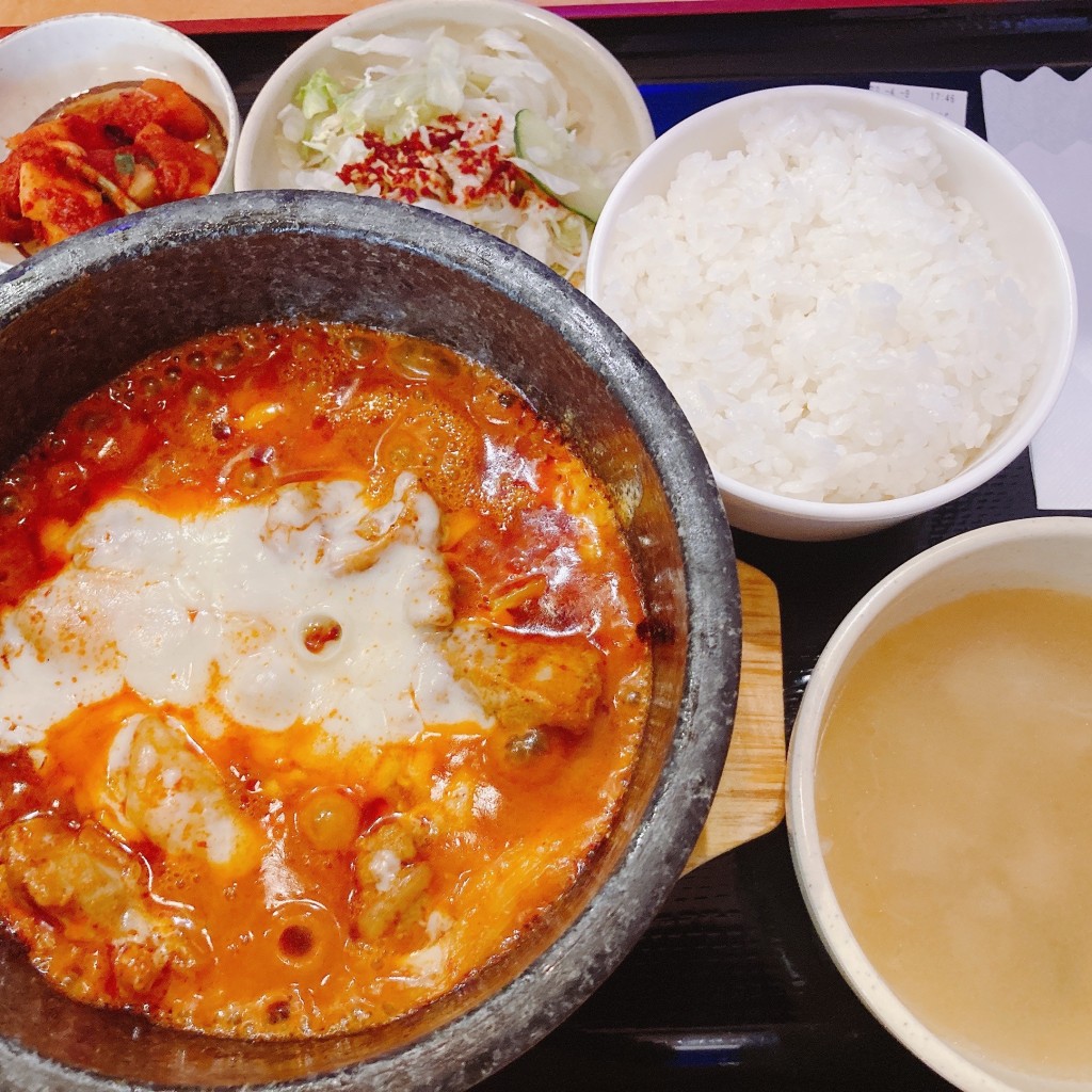 ユーザーが投稿したチーズタッカルビ定食の写真 - 実際訪問したユーザーが直接撮影して投稿した一番町韓国料理扶餘 電力ビル店の写真