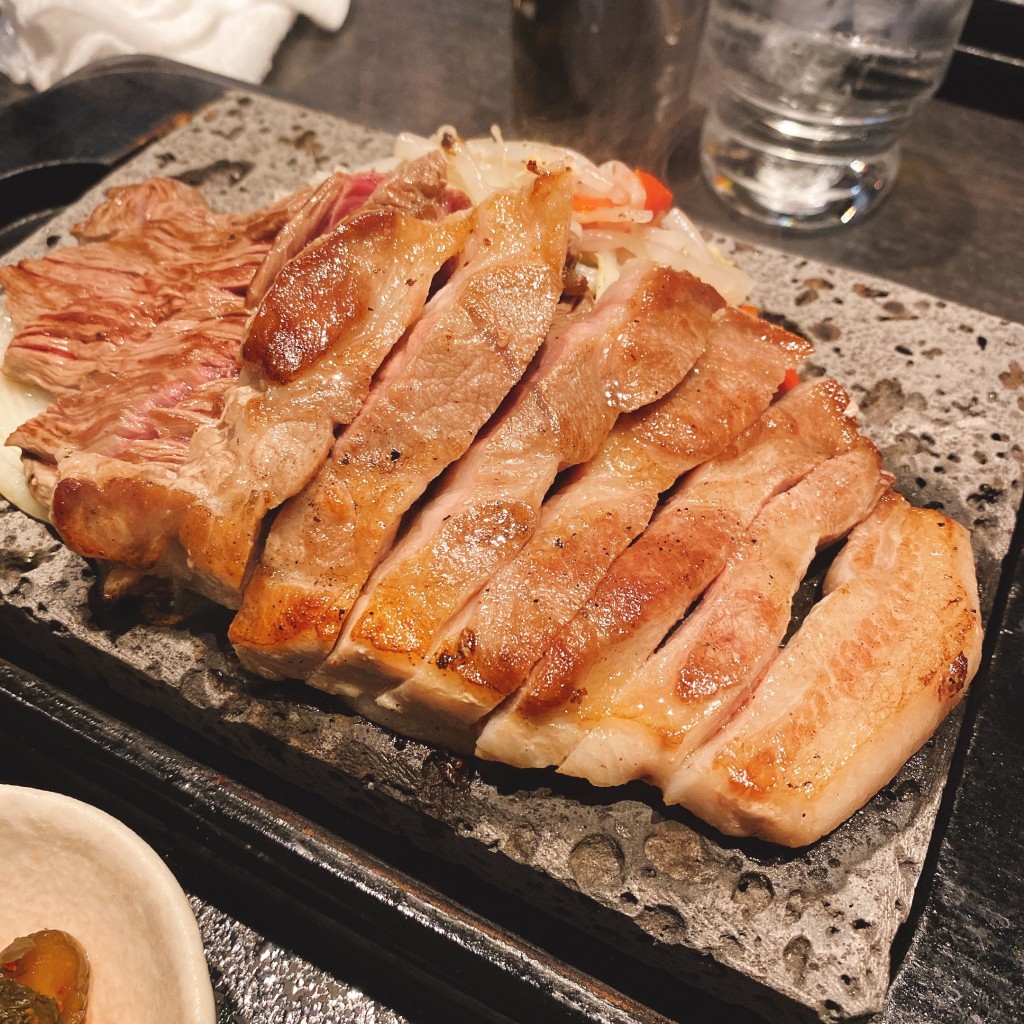 ユーザーが投稿した石焼S&米豚ランチの写真 - 実際訪問したユーザーが直接撮影して投稿した栃谷ステーキ石焼きステーキ贅 富山 西店の写真