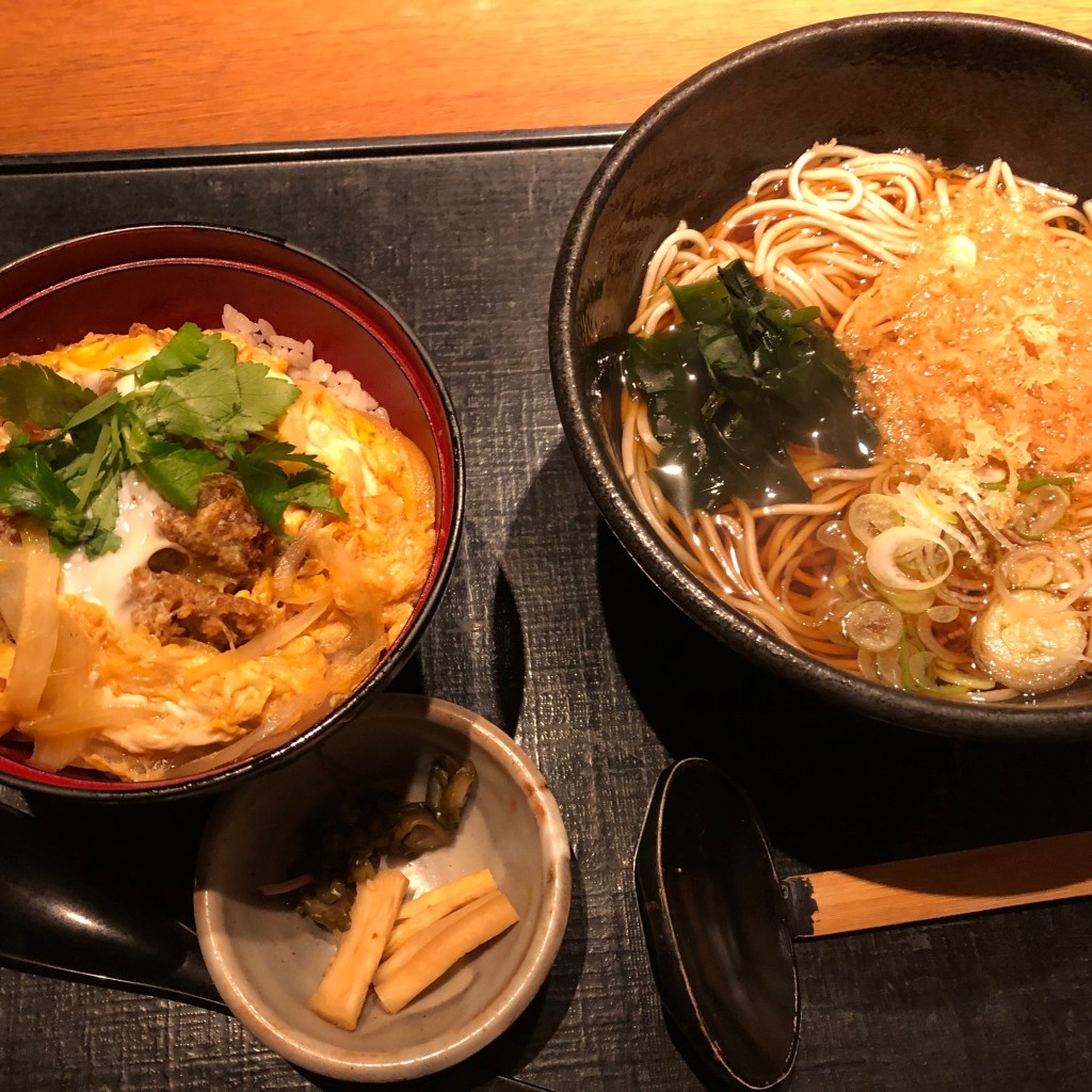 ユーザーが投稿したミニひれカツ丼+麺の写真 - 実際訪問したユーザーが直接撮影して投稿した鶴ケ岡居酒屋徳樹庵 ふじみ野店の写真