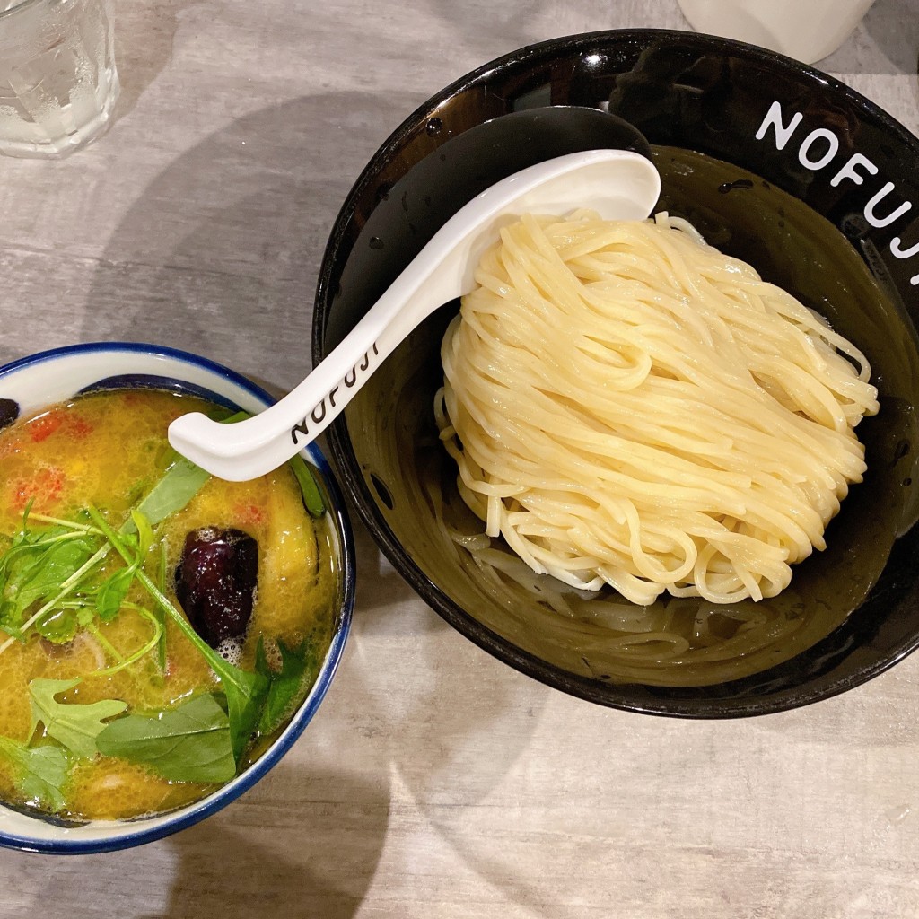 ユーザーが投稿したグリーンカレーつけ麺の写真 - 実際訪問したユーザーが直接撮影して投稿した平岸三条ラーメン / つけ麺らーめん つけ麺 ノフジの写真