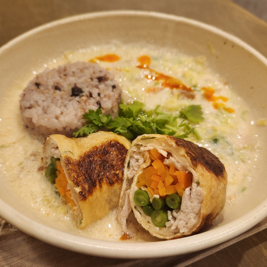 ユーザーが投稿した台湾風豆乳スープごはんの写真 - 実際訪問したユーザーが直接撮影して投稿した上カフェ宵イ茶屋文庫の写真