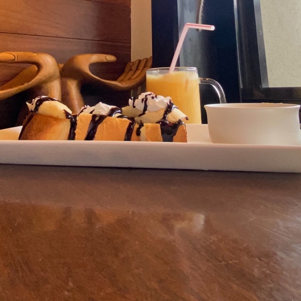 ユーザーが投稿したチョコバナナトースト・ミックスジュースの写真 - 実際訪問したユーザーが直接撮影して投稿した山野井町喫茶店水戸珈琲店の写真